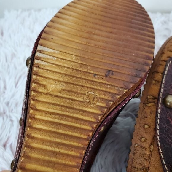 Sbicca Braided Leather Wedge Clog Sandals - Picture 8 of 10